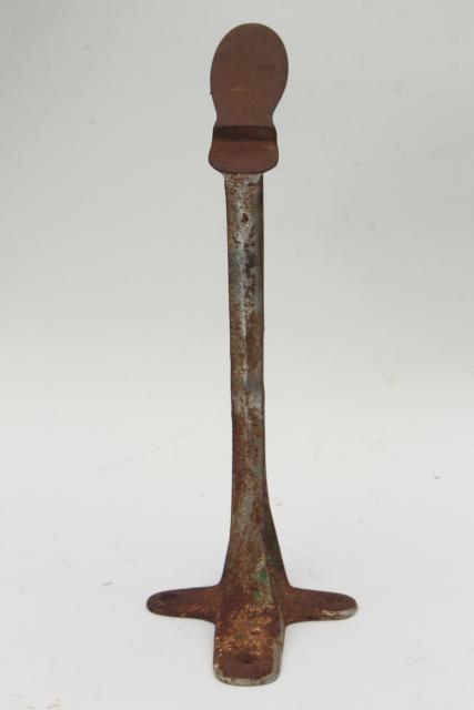 photo of old antique cast iron shoe last w/ slipper foot, tall hat stand style display piece #6