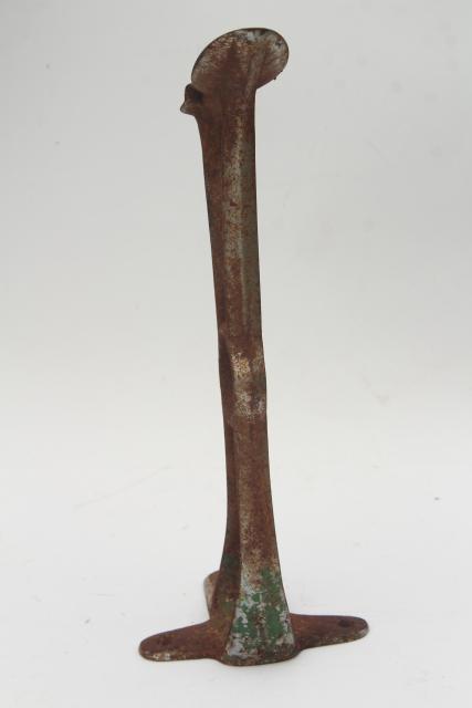 photo of old antique cast iron shoe last w/ slipper foot, tall hat stand style display piece #8