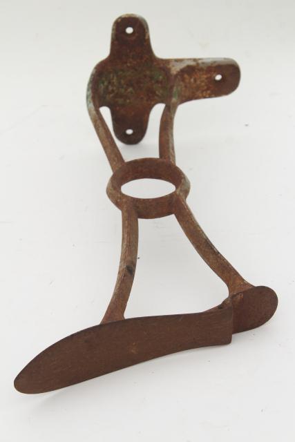 photo of old antique cast iron shoe last w/ slipper foot, tall hat stand style display piece #10