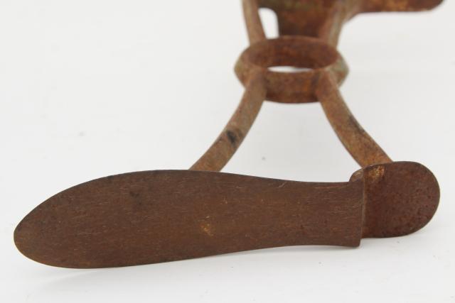 photo of old antique cast iron shoe last w/ slipper foot, tall hat stand style display piece #11