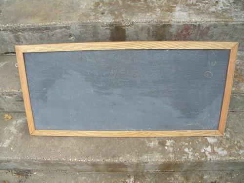 photo of old antique chalkboard natural slate w/oak frame schoolhouse vintage #2