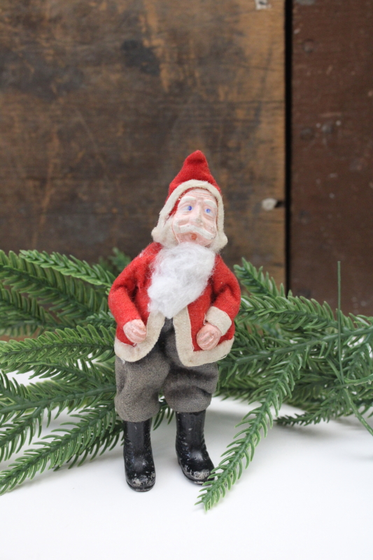 photo of old antique china Santa Claus, tiny toy doll or Christmas ornament St Nicholas figure  #1