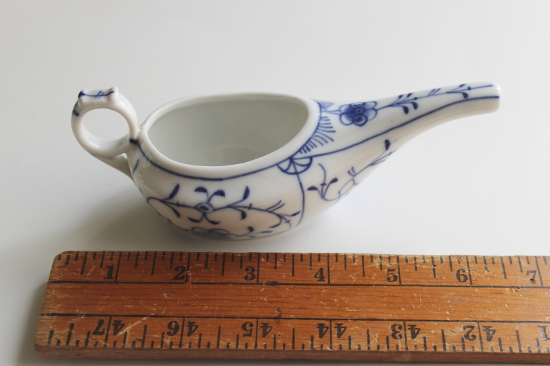 photo of old antique china baby or invalid feeder, blue & white onion Meissen pattern porcelain  #2