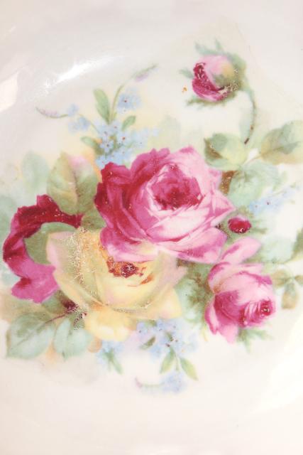 photo of old antique china dessert dishes w/ roses, iridescent luster color - Bavaria porcelain bowls #5