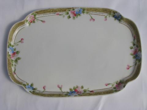 photo of old antique china dresser tray, vintage hand-painted Nippon porcelain #1