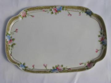 catalog photo of old antique china dresser tray, vintage hand-painted Nippon porcelain