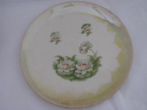 photo of old antique china plates & bowls w/ flowers, roses, luster, early 1900s vintage #2