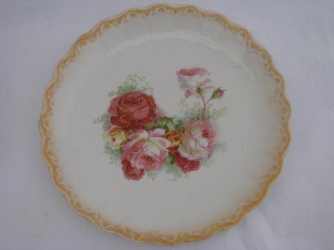 photo of old antique china plates & bowls w/ flowers, roses, luster, early 1900s vintage #4