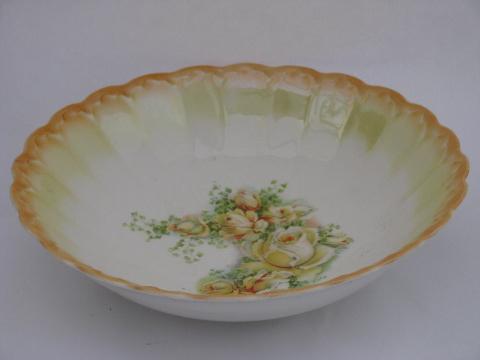 photo of old antique china plates & bowls w/ flowers, roses, luster, early 1900s vintage #5