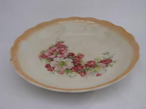 photo of old antique china plates & bowls w/ flowers, roses, luster, early 1900s vintage #6