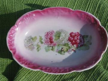 catalog photo of old antique china soap dish,early 1900s vintage lilac floral soap dish