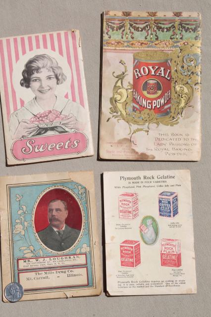 photo of old antique cookbooks lot, Victorian Edwardian period candy, sweets, pastry recipes #2