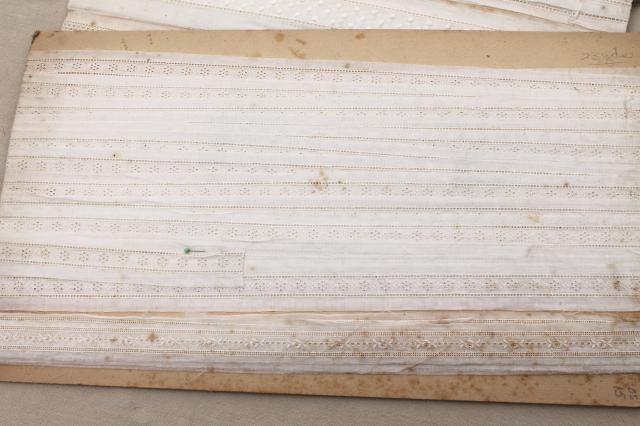 photo of old antique cotton eyelet embroidered linen lace trim & insertions, vintage broderie anglaise #9