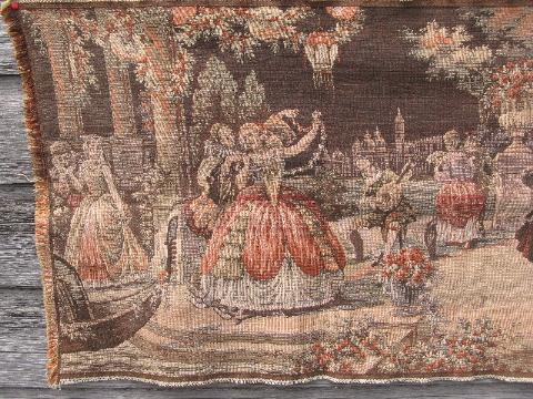 photo of old antique cotton tapestry, court ball scene, vintage Italy or France #2