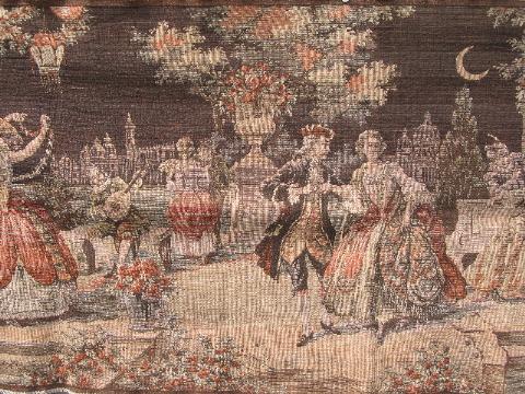 photo of old antique cotton tapestry, court ball scene, vintage Italy or France #4