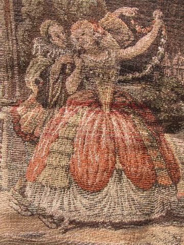 photo of old antique cotton tapestry, court ball scene, vintage Italy or France #5