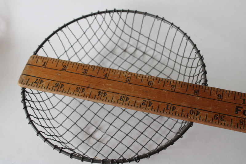 photo of old antique crinkle crimped wire basket, round bowl shape rustic french country style  #3