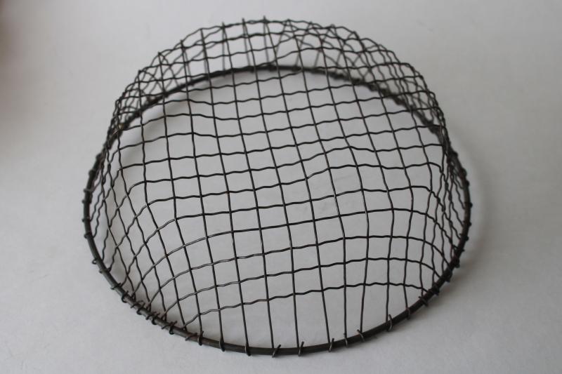 photo of old antique crinkle crimped wire basket, round bowl shape rustic french country style  #4