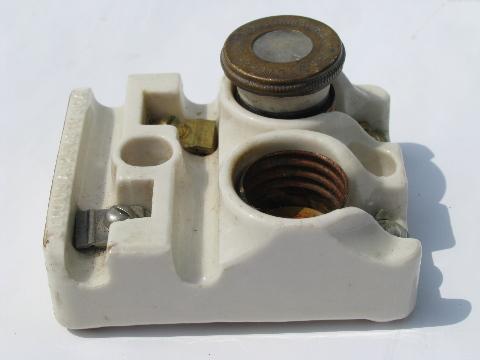 photo of old antique early Edison socket fuse holder w/mica window fuse & 1901 patent date #2