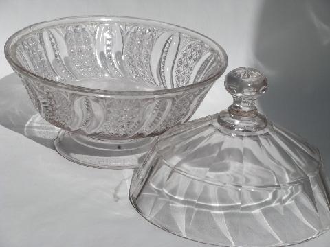 photo of old antique early century pattern glass comport pedestal bowls #6