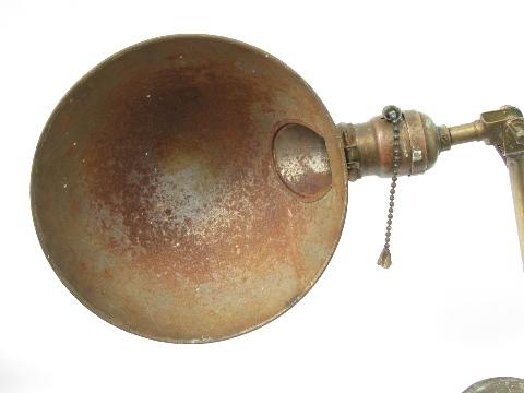 photo of old antique early industrial brass desk work light/lamp #6