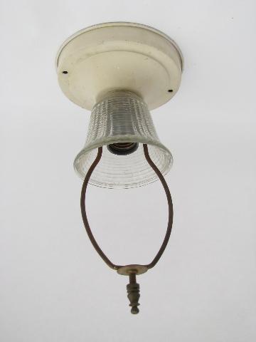 photo of old antique electric light ceiling fixture w/ rose pink glass shade, vintage lighting #4