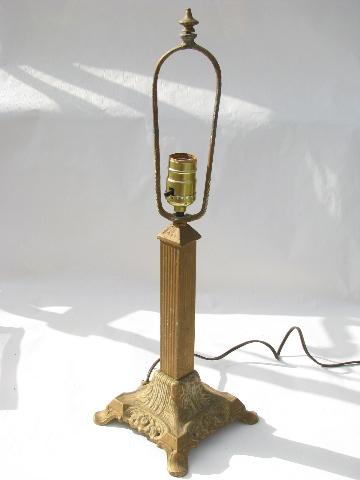 photo of old antique electric table or desk lamp, early 1900s vintage ornate cast iron, art nouveau style #1