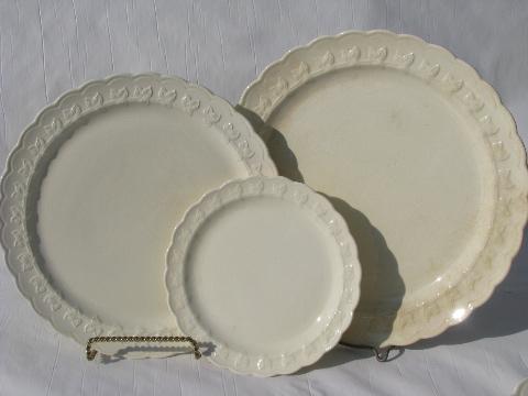 photo of old antique embossed border creamware china, early 1900s vintage #2