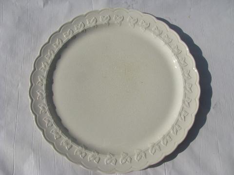 photo of old antique embossed border creamware china, early 1900s vintage #3