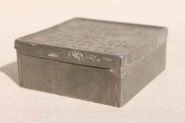 photo of old antique embossed metal tin, pocket size box U All No after dinner mints #4