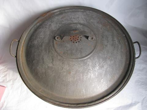 photo of old antique farm kitchen primitive, vintage dough riser bowl w/ cover #2