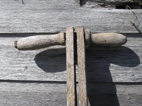 photo of old antique farm tool, hand corn seeder, primitive garden planter #3