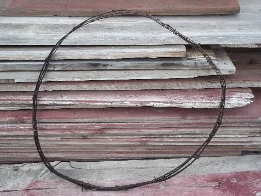 photo of old antique flat barbed fence wire , primitive vintage farm ranch fencing #1