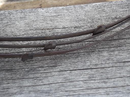 photo of old antique flat barbed fence wire , primitive vintage farm ranch fencing #3