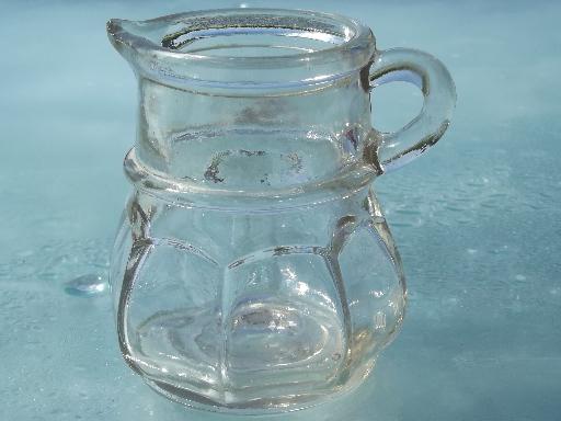 photo of old antique flint glass syrup jug or cruet bottle, faintly sun purple #1