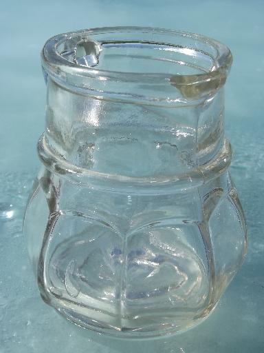 photo of old antique flint glass syrup jug or cruet bottle, faintly sun purple #2