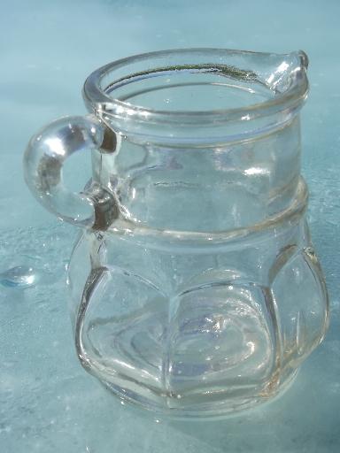 photo of old antique flint glass syrup jug or cruet bottle, faintly sun purple #3