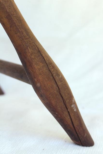 photo of old antique folding wood chair frame needs new fabric, Edwardian vintage lawn beach camping seat #4