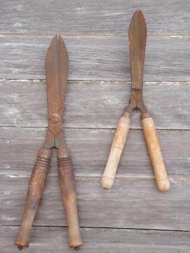 photo of old antique garden shears, vintage  hand hedge clippers loppers #1