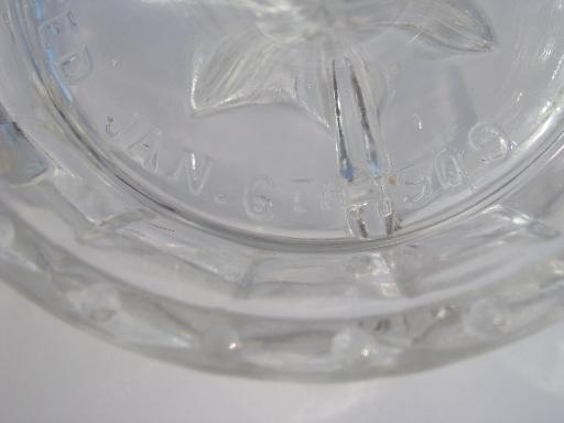 photo of old antique glass reamer, orange or lemon juicer w/ 1909 patent date #5