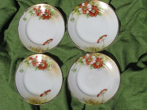 photo of old antique hand-painted Nippon china plates, gold moriage w/ poppies #1