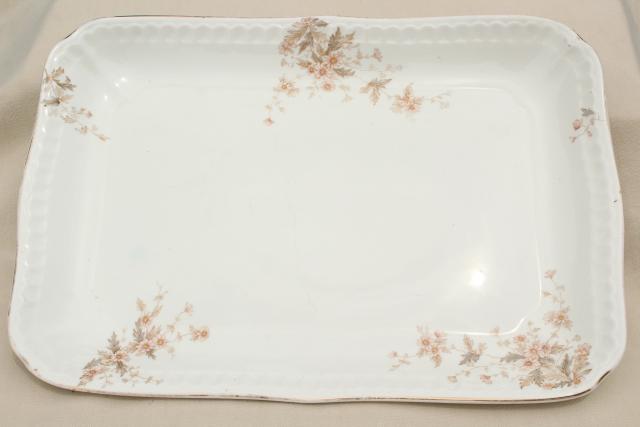 photo of old antique ironstone china platter, big heavy rectangular china serving tray #1