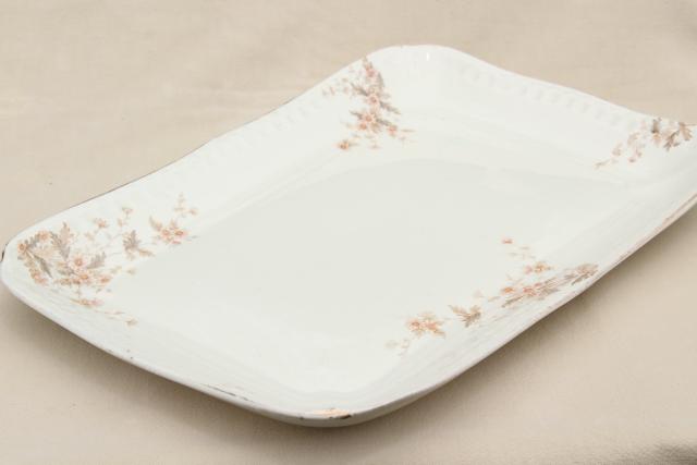 photo of old antique ironstone china platter, big heavy rectangular china serving tray #3