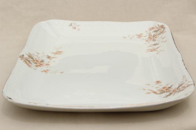 photo of old antique ironstone china platter, big heavy rectangular china serving tray #5