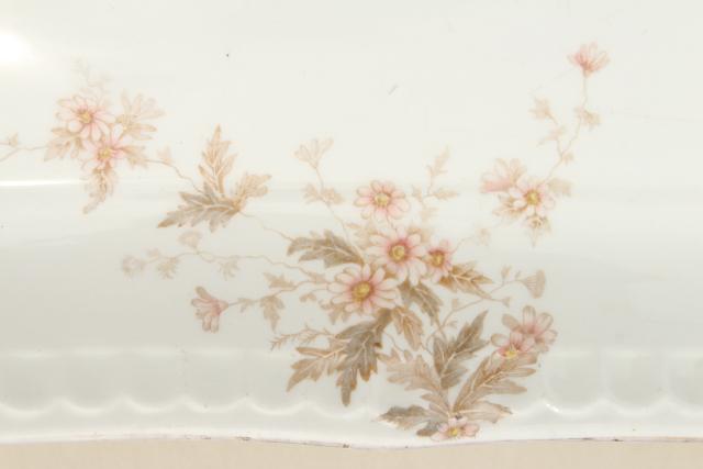 photo of old antique ironstone china platter, big heavy rectangular china serving tray #6