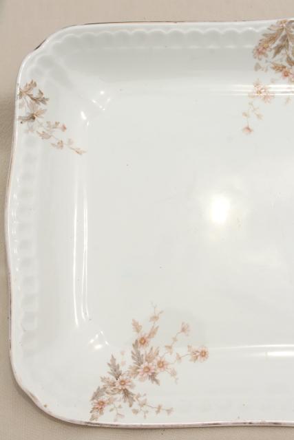 photo of old antique ironstone china platter, big heavy rectangular china serving tray #10