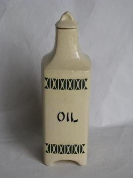 catalog photo of old antique kitchen canister oil bottle from vintage canisters set, Germany or Czech?