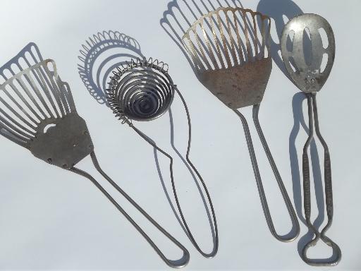photo of old antique kitchen  tools utensils lot, vintage kitchenware collection #5