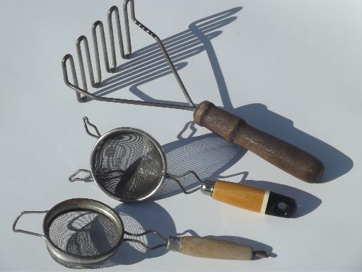 photo of old antique kitchen  tools utensils lot, vintage kitchenware collection #9