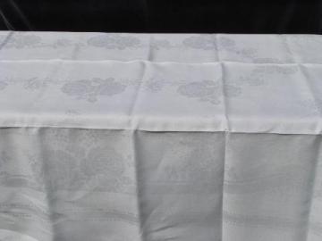 catalog photo of old antique linen damask tablecloth, vintage early 1900s, never used